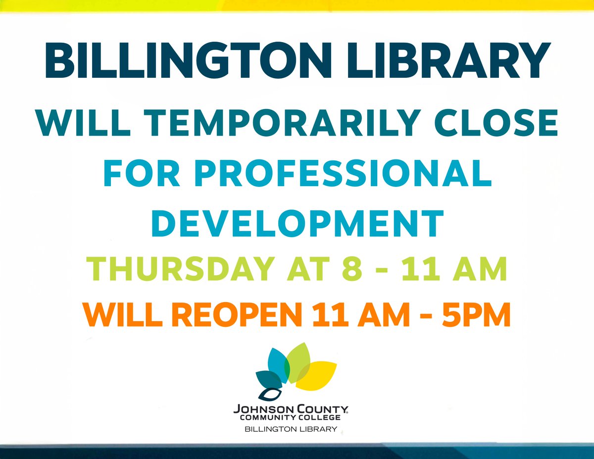 TEMPORARY CLOSURE FOR TOMORROW #JCCC #LIBRARY