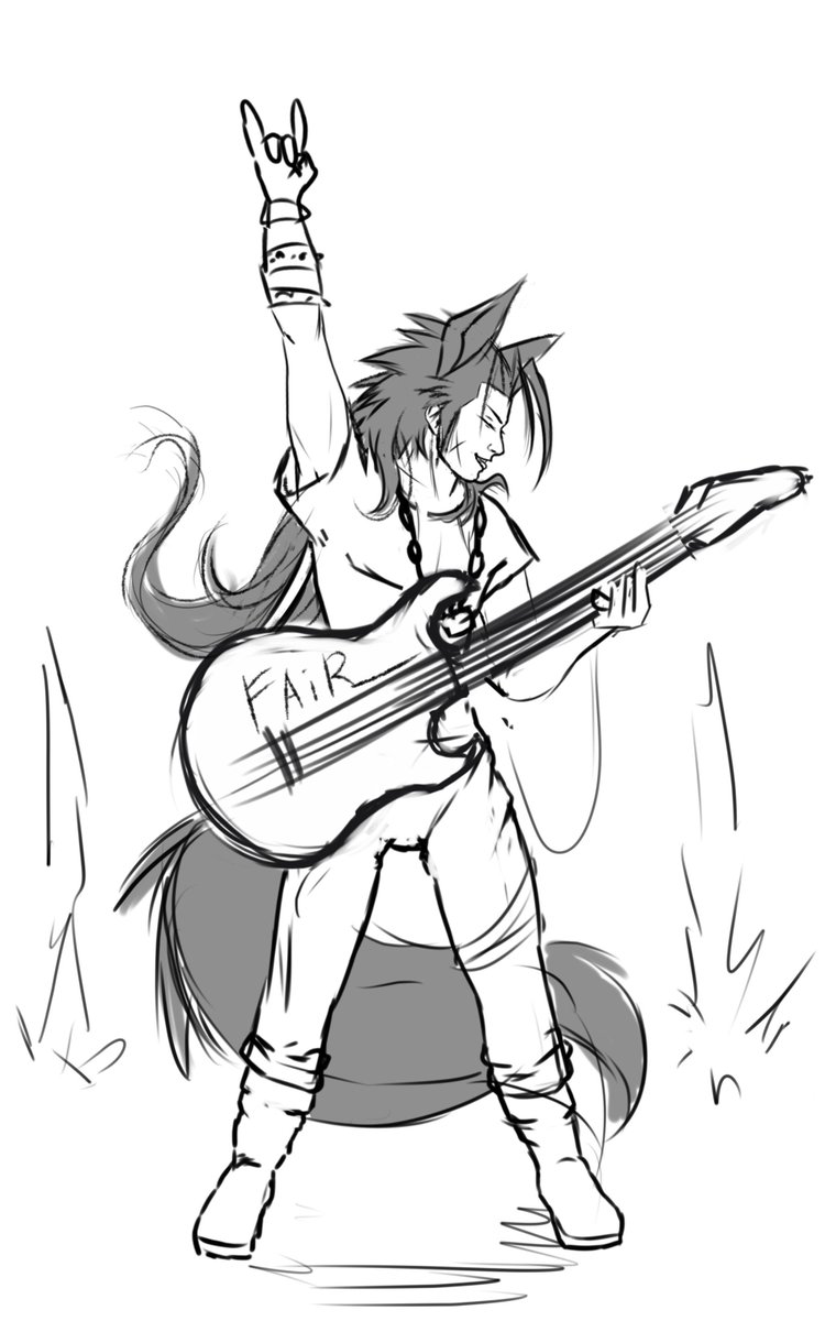 YesImRealChris's tweet image. Zack Fair the rock star! 😎
I love drawing him happy so much that my own cheeks hurt from smiling the whole time ☺️

Early sketch had ears and a tail 😅

#zackfair #ザックス