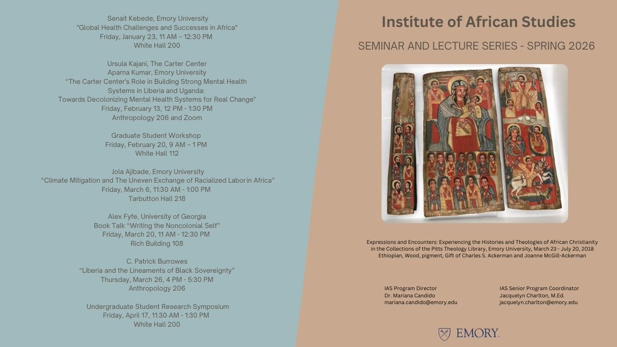 EmoryIAS's tweet image. REVISED:

There has been some revisions to our Spring 2026 Events poster that was previously shared.

For the most up-to-date information, please refer to the individual event flyers as they are released.

These flyers will reflect the confirmed dates, times, and locations.