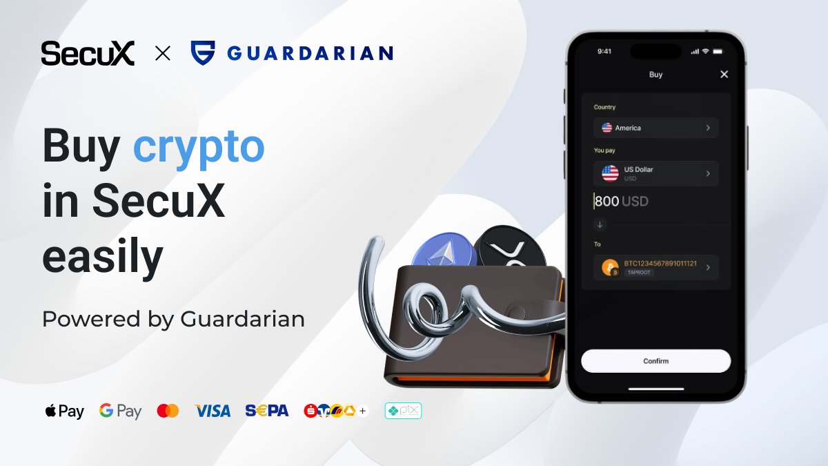 🔐 Guardarian is now live on SecuX (@SecuXwallet) SecuX builds trusted cold  wallets designed to securely store crypto & NFTs - combining vault-grade  hardware, biometric protection, and an intuitive mobile app Now,