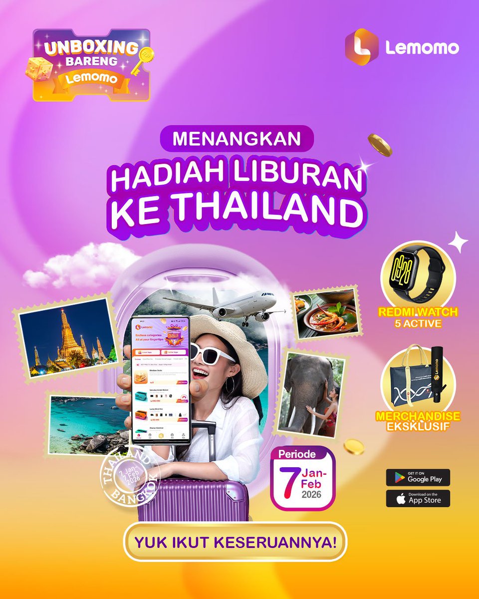 bisa²nya cuma sekedar Beli Bland Box dapet hadiah nya ke luar negriiiiiiiii cuiii..... oke dah jangan sampe lupa buat ikutan #KeThailandBarengLemomo