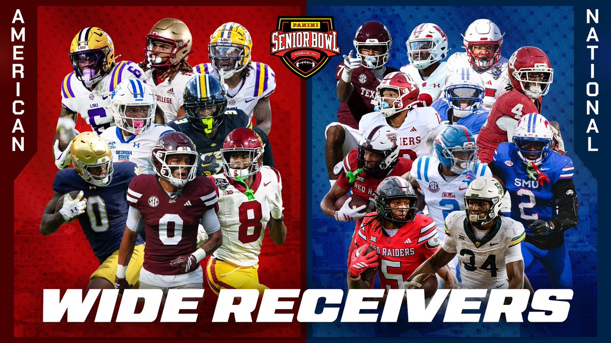 2026 Senior Bowl Wide Receivers 🏈🔥

American Team:
• Aaron Anderson — LSU
• Lewis Bond — Boston College
• Barion Brown — LSU
• Kevin Coleman Jr. — Missouri
• Malachi Fields — Notre Dame
• Ted Hurst — Georgia State
• Ja’Kobi Lane — USC
• Brenen Thompson — Mississippi