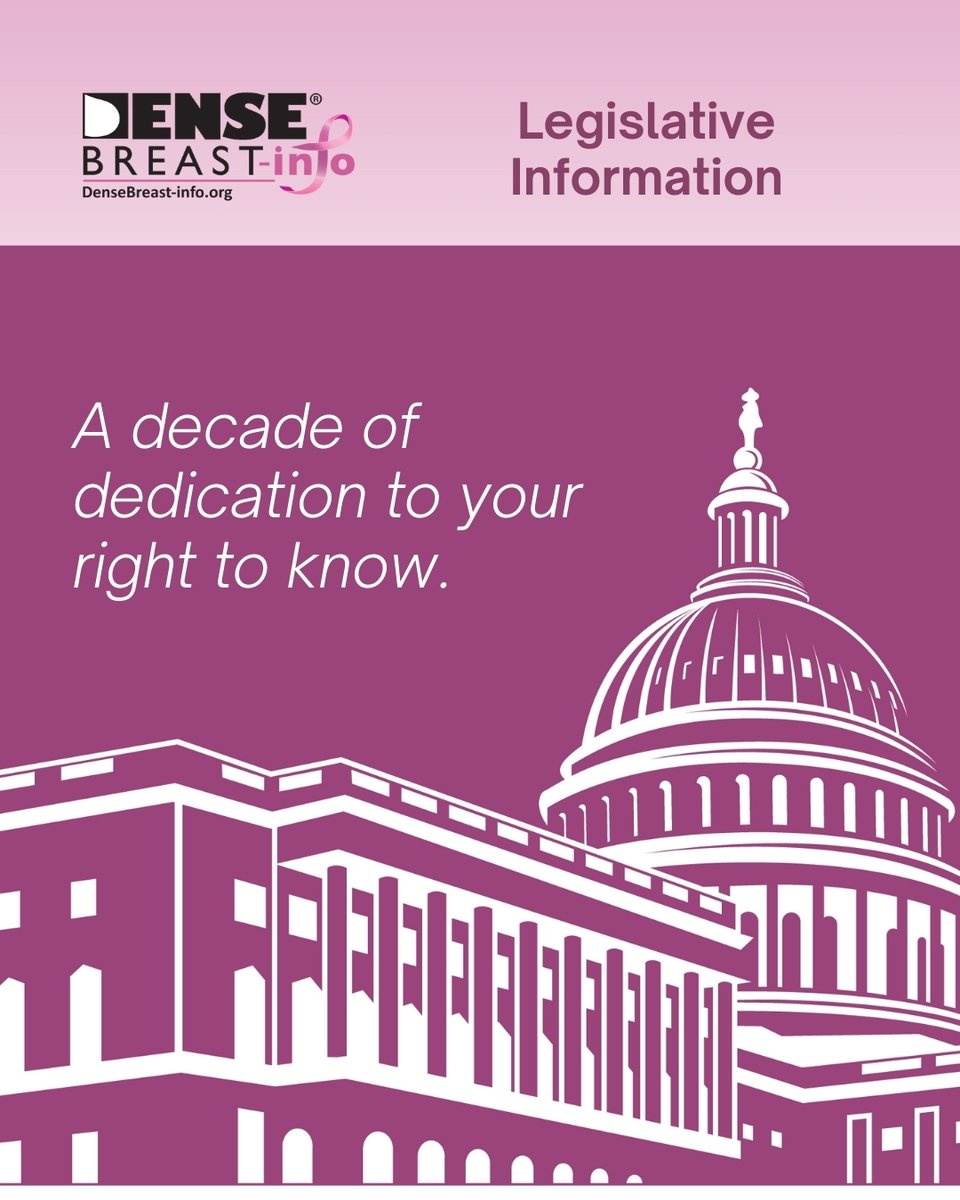 A decade of dedication to a patient’s right to know. DenseBreast-info.org has championed accessible breast density information since day 1. Learn about inform + insurance laws in your state and across the nation: densebreast-info.org/legislative-in…  #DenseBreasts #BreastDensity #DBIDecade