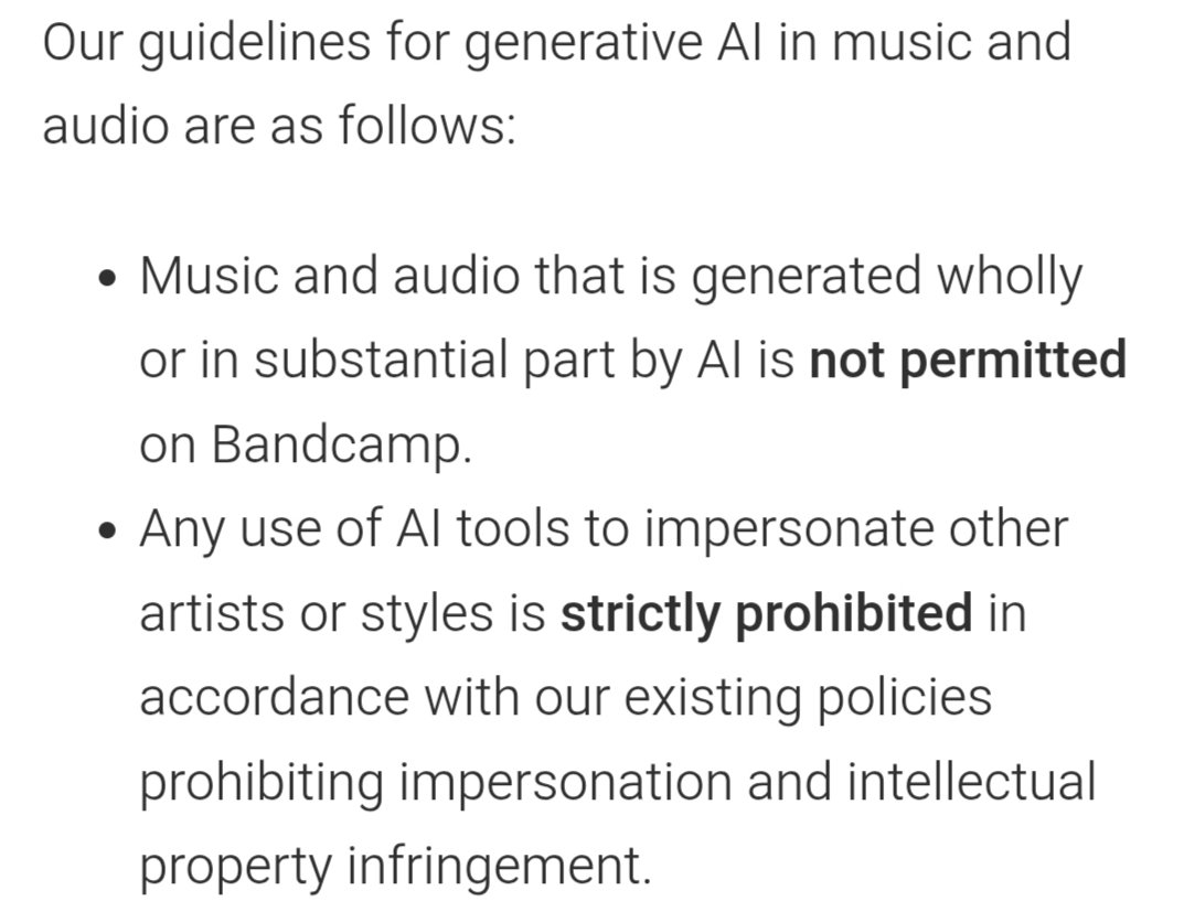 Bandcamp menolak musik-musik yang dibuat via Ai di platform mereka 👍🏼 

blog.bandcamp.com/2026/01/13/kee…