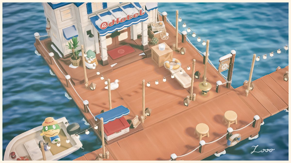 ホテル前、想像以上に物置けた
#animalcrossing #あつ森 #ネル島