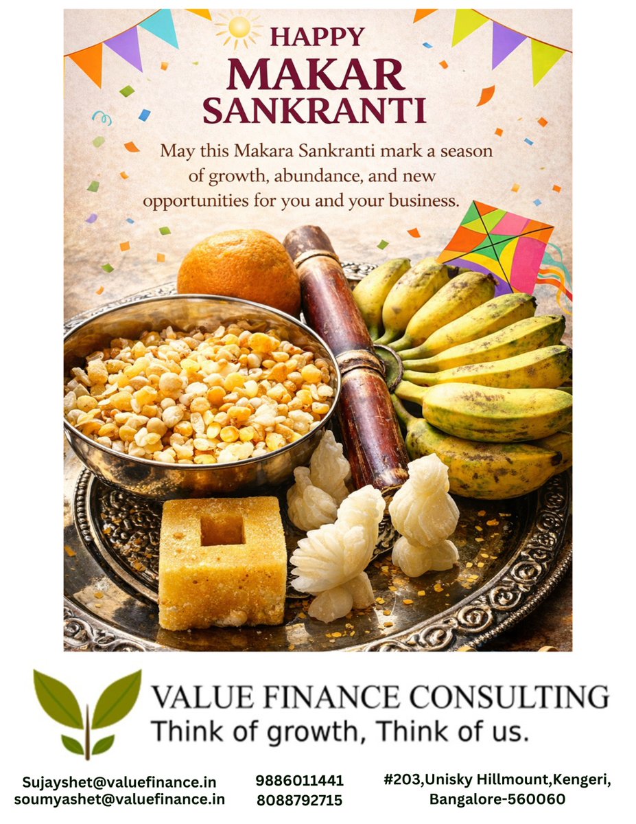 ValueFinance's tweet photo. 🌞 May this Makara Sankranti mark a season of growth, abundance, and new opportunities for you and your business.
#Sankranti #Sankranti2026 #MakaraSankranti #MakaraSankranti2026 #valuefinance #valuefinanceconsulting https://t.co/R9sT0N8dtG