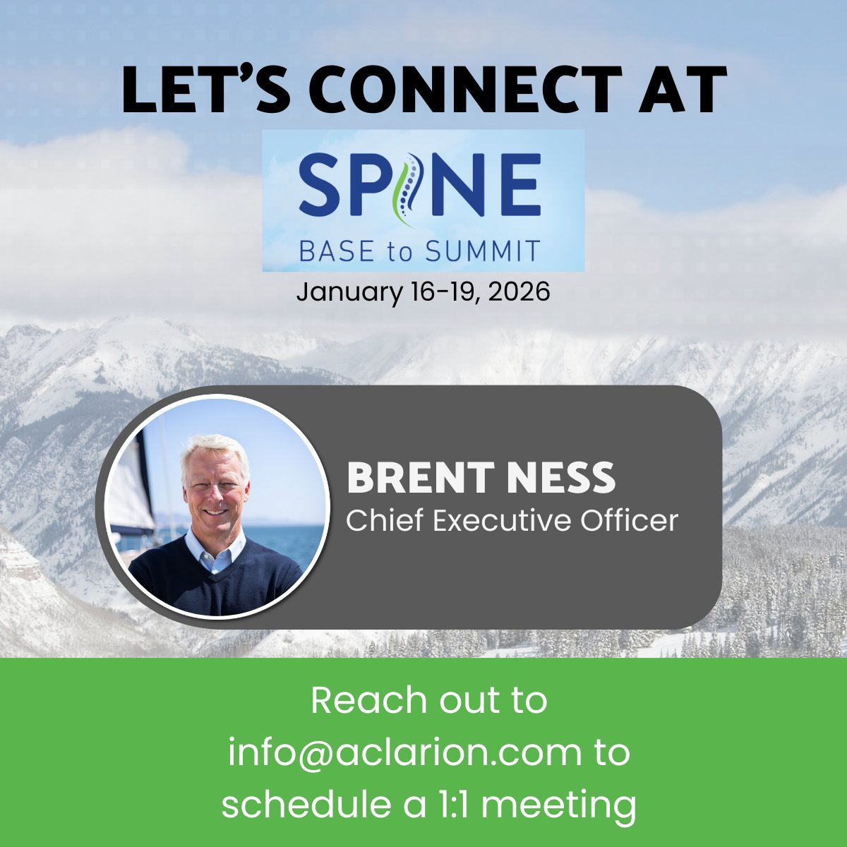 We’re looking forward to Spine: Base to Summit and the thoughtful conversations this meeting always brings to the spine community. CEO, Brent Ness, will be available for 1:1 meetings. To discuss incorporating Nociscan into your practice, please send us a message! $ACON