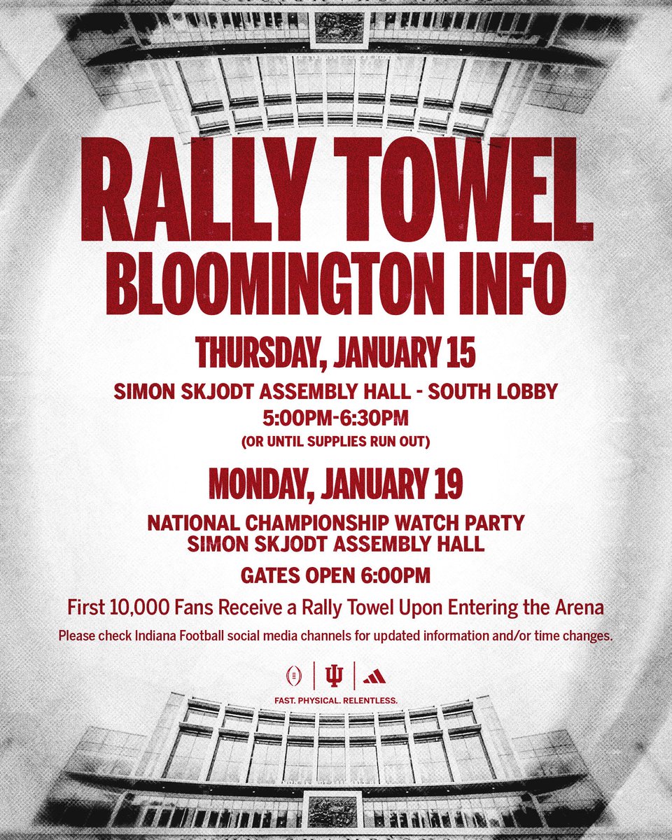 IndianaFootball's tweet photo. 🚨 National Championship Rally Towel info! 🚨 https://t.co/Clw2VmNhCe