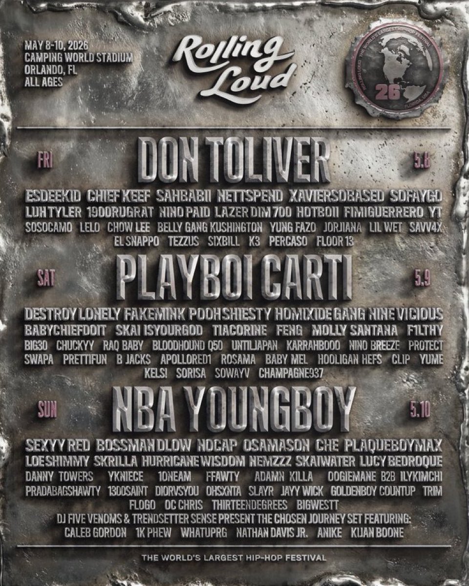 42CEO_'s tweet image. ROLLING LOUD OFFICIAL LINEUP