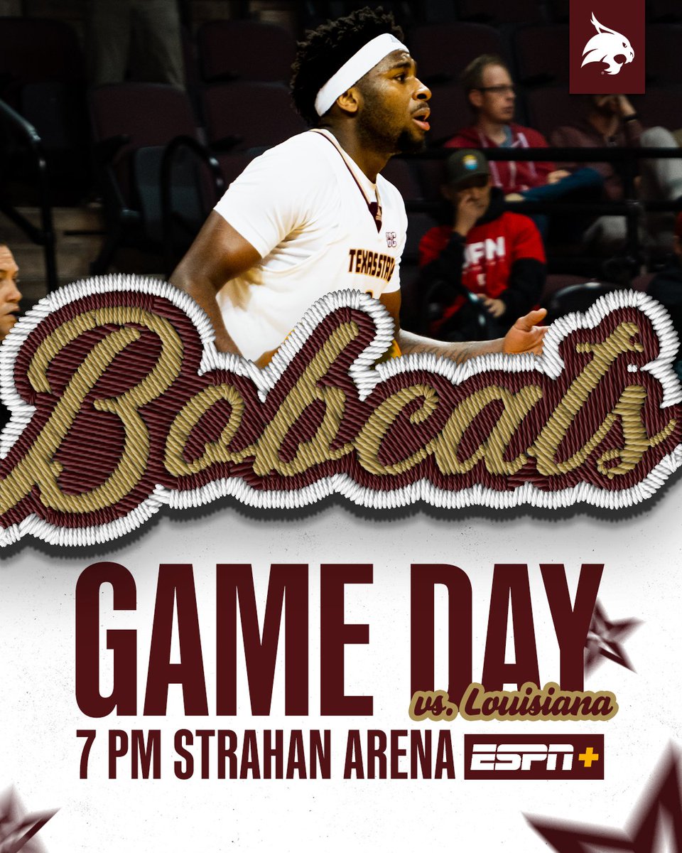 TXStateMBB's tweet image. Back home tonight

🆚: Louisiana
🕰️: 7 pm
🏟️: Strahan Arena
💻: ESPN+
📻: Varsity Sports Network
📊: TXST.com/Stats

#EatEmUp | #NOW