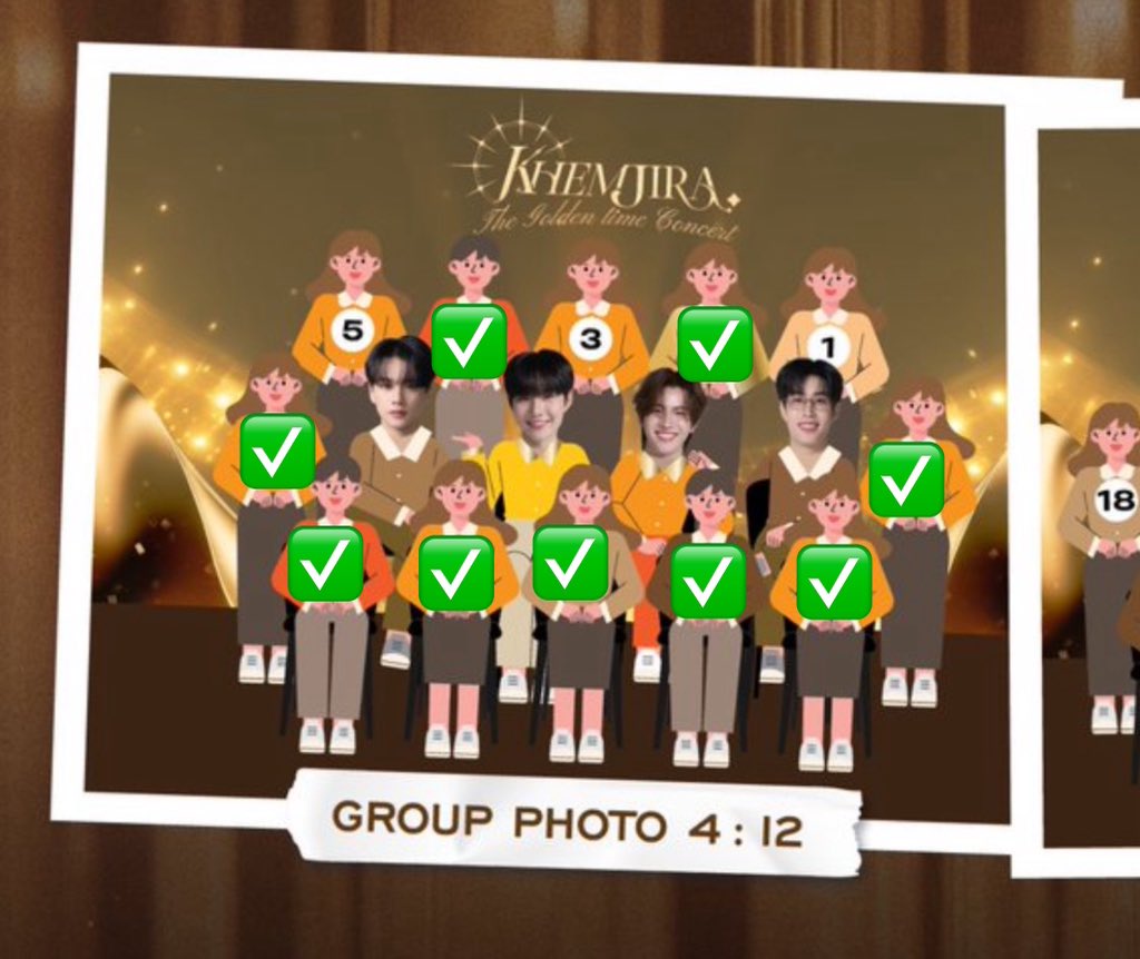 group photo 4:12 (17/1) 

บัตร6500

( ว่าง = 1 3 5 )

Dm ได้เยยย มาจอยกันได้นะคะ💘🥺

#เสาร์13นี้กดบัตรคอนเขมจิรา
#เขมจิราที่อิมแพค 
#KhemjiraConcert
#KhemjiraTheGoldenTimeConcert
