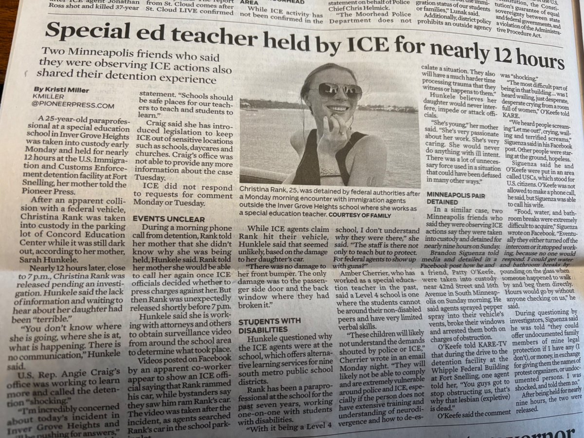 FrederickMelo's tweet photo. Where did ICE put the homeless Native Americans after checking their immigration status? No one knows… Special ed teacher held by ICE for 13 hours…Multiple Assistant U.S. Attorneys for Minnesota quit… https://t.co/oVDIyE7vhj https://t.co/Ane0vPCyxB