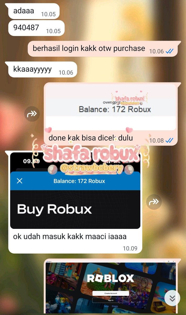 strawbcbery's tweet image. 🍓 ─ testi pembelian 160 robux. more testi ada di bio aku.