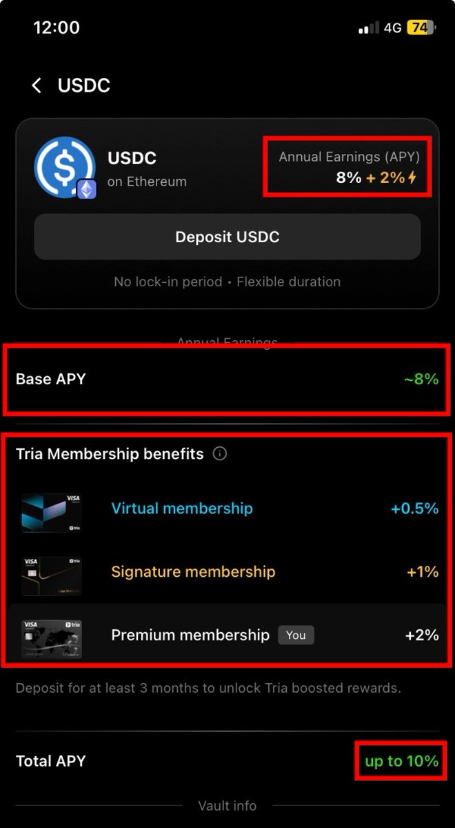 Breaking: All <a href="/useTria/">Tria</a> users currently on the waitlist now have access to the new Earn feature !!!

Your crypto capital can now work for you directly through Tria Earn vaults. Deposit assets and start earning, USDC offers a base yield of ~8% APY.

Reminder: You can get an APY