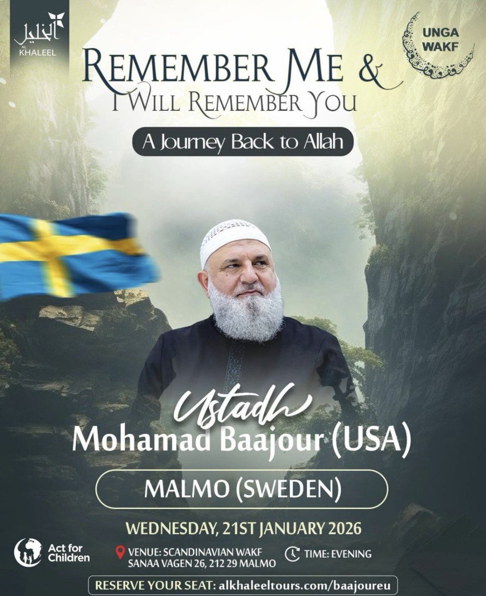 Omstridde hatpredikanten Mohamed Baajour var inbokad för föreläsningar i Sverige nästa vecka.👇

Jag kan nu avslöja att amerikansk-libanesiska predikanten Mohamed Baajour – känd för antisemitiska uttalanden, stöd till Hamas och främjande av sharia – var inbjuden att tala i Malmö