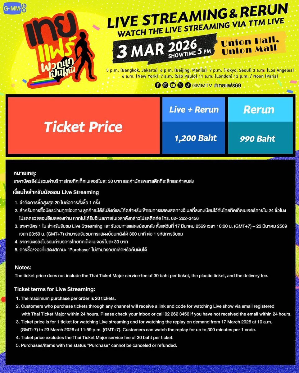 ฉัน: อยากให้พี่เทยแมสที่สุดในโลก แมสเยอะ ๆ อยากให้เทยแฟร์69 บัตรหมดใน 1 นาทีให้พี่ ๆ ชื่นใจ
Also ฉัน: แล้ว 1 นาทีนั้นฉันจะกดทันมั้ย 😔✌🏻

แต่เอาเถอะ #เทยแฟร์69 ค้าบ เทยแฟร์ พวกแกเป็นไงมั่ง ✨ ใครคิดถึงเทยเที่ยวไทยก็กดบัตรมาเจอมาดูพี่ ๆ สี่เทยกันน้า 🥳