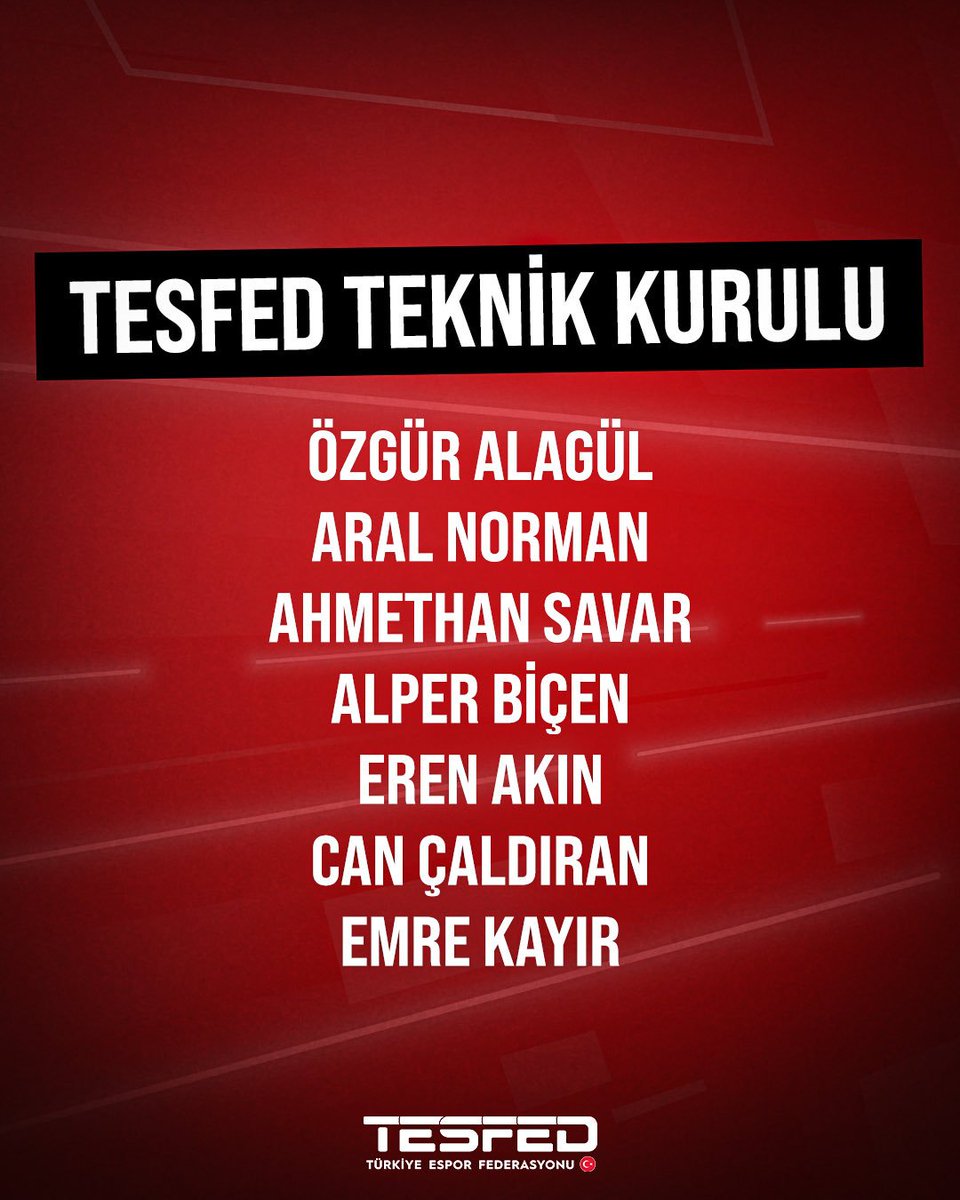 FlankEsports's tweet photo. TESFED, milli takımlar, ligler ve turnuvalara ilişkin teknik kararlar, standartlar ve değerlendirme süreçlerinde aktif görev alacak Teknik Kurulunu duyurdu.

Teknik Kurul üyeleri:

▫️ Özgür “Root” Alagül
▫️ Aral “Halpern” Norman
▫️ Ahmethan “Scott” Savar
▫️ Eren “Hetze” Akın
▫️ Can “Scarlet” Çaldıran
▫️ Emre “Riv9” Kayır
▫️ Alper Biçen
