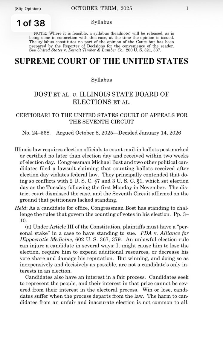 ShawnFleetwood's tweet image. BREAKING: In a 7-2 decision, SCOTUS rules that federal candidates have standing to challenge election rules in court. Sotomayor and Jackson dissent. @FDRLST