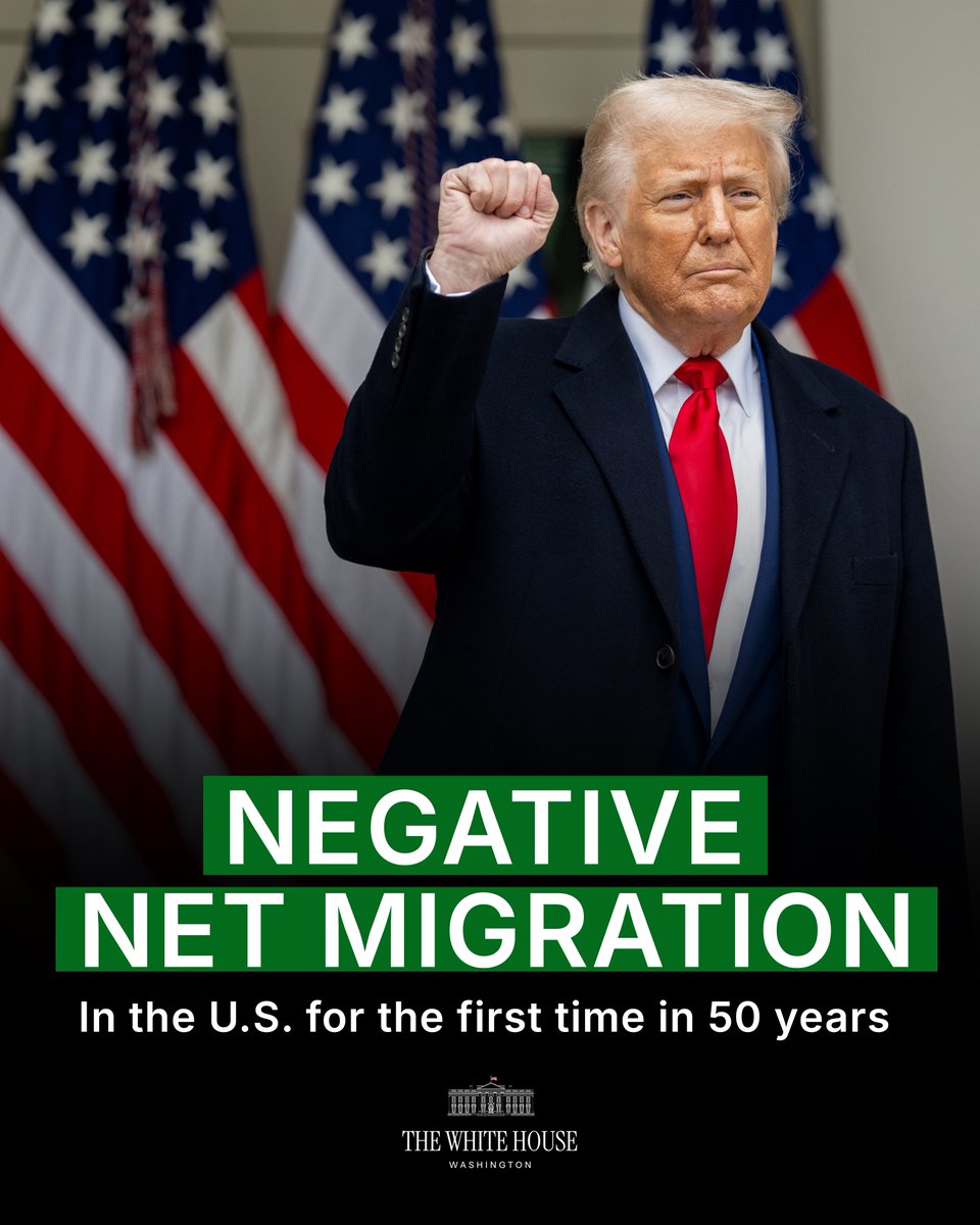 SECURE BORDERS. NEGATIVE NET MIGRATION. REAL RESULTS.

President Donald J. Trump promised action on immigration, and in 2025 he delivered historic results. 🇺🇸