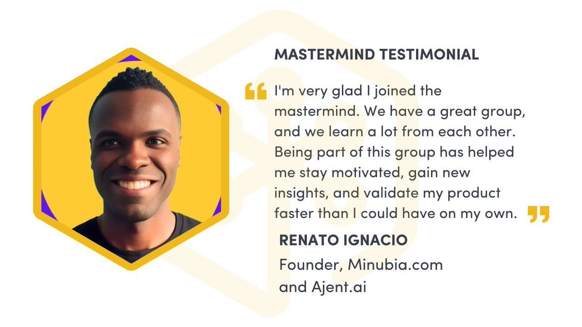 MicroConf's tweet image. Couldn't have said it better ourselves. Want what Renato is getting out of his mastermind? Find yours here: microconf.com/masterminds