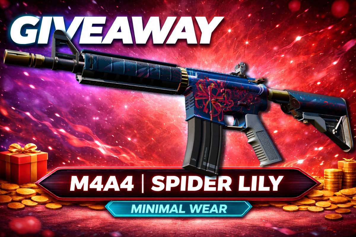🎁 M4A4 | Spider Lily (MW) GIVEAWAY🌸

1️⃣ Subscribe to my YouTube
2️⃣ Comment on my latest video: youtu.be/nRPypH7pXAc
3️⃣ RT this post
4️⃣ Tag a friend

Reply “DONE” ✅

🏆 Winner announced soon 👀