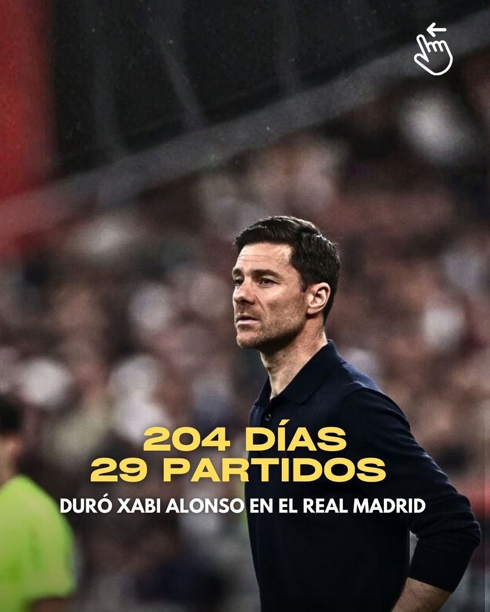 JavierLake3's tweet photo. 📊⚽ El tiempo como juez

204 días y 29 partidos duró Xabi Alonso en el Real Madrid.
Números similares a ciclos cortos en Chile:
• Tocalli (Colo Colo): 180 días / 24 PJ
• Paulucci (UC): 162 días / 25 PJ
• Dudamel (U. de Chile): 206 días / 22 PJ https://t.co/BlCyF6cnpz
