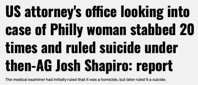 PAGOP's tweet photo. 🚨 UPDATE: News in the Ellen Greenberg Investigation 🚨

Ellen Greenberg was killed in January of 2011, found with 20 stab wounds, some to the back of her body. Her death was later somehow changed to a suicide. 

Even worse, then Attorney General Josh Shapiro somehow agreed with the ruling.

UPDATE: According to sources, the US Attorney's Office for the Eastern District of Pennsylvania is now looking into the case and has requested documents related to her death.

Hopefully they can get to the bottom of this and give Ellen and her family the respect and dignity they deserve. And we can find out why Josh Shapiro and others have continued to brush this case to the side for the past 15 years.

Read more here ➡️: https://t.co/Ywj4IYiPjk

#PAGOP #JusticeForEllen #ShadyShapiro #Update