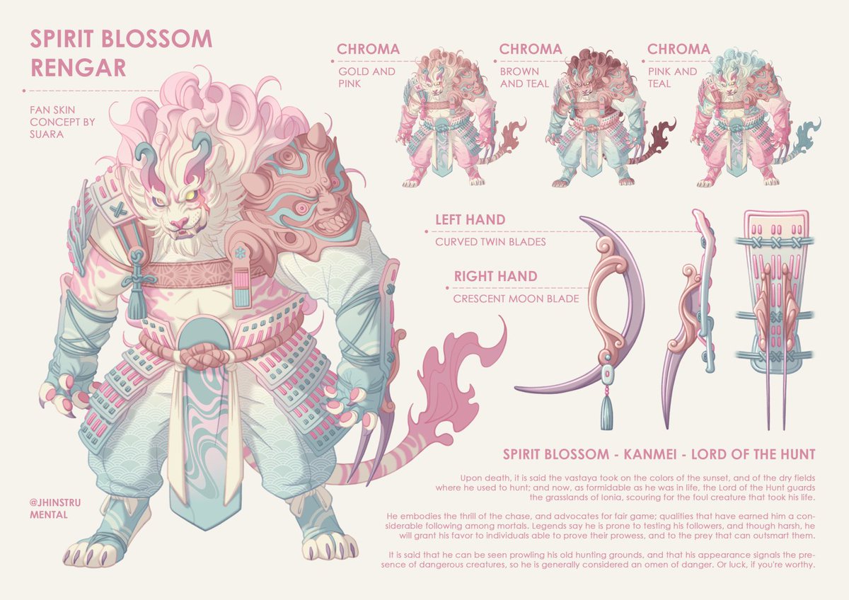 jhinstrumental's tweet image. Spirit Blossom #Rengar concept for @SkinematicVerse ! Getting this out of my brain was so much work but also the most fun I've had drawing in a while 🌸🌸🌸

#BetweenRealmsArtist