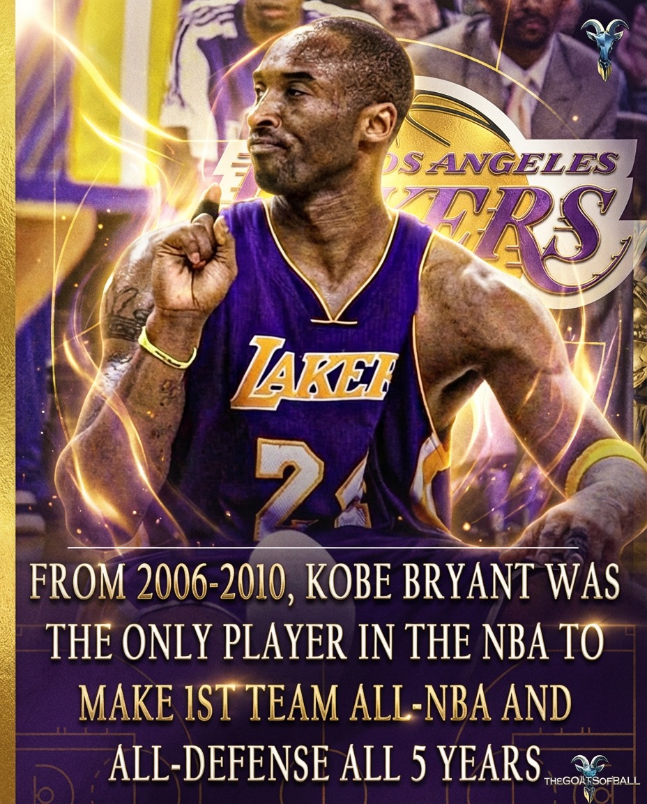 TheGOATSofball's tweet image. From 2006-2010, Kobe Bryant was the only player in the league to make 1st Team All-NBA and All-Def all 5 years. Two-Way GOAT 🙌