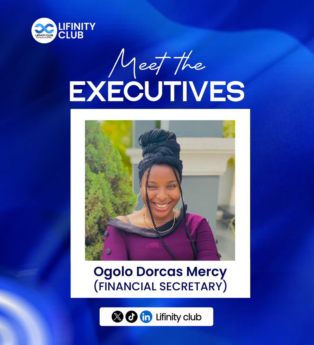 LifinityClub's tweet photo. Meet the backbone of Lifinity Club’s financial accountability: Ogolo Dorcas Mercy! 📊✨
As Financial Secretary, she ensures transparency, structure, and sustainability in everything we do. We’re so grateful for her dedication to our growth! 🤍
#LifinityClub #Leadership https://t.co/M7ggrGeDDq