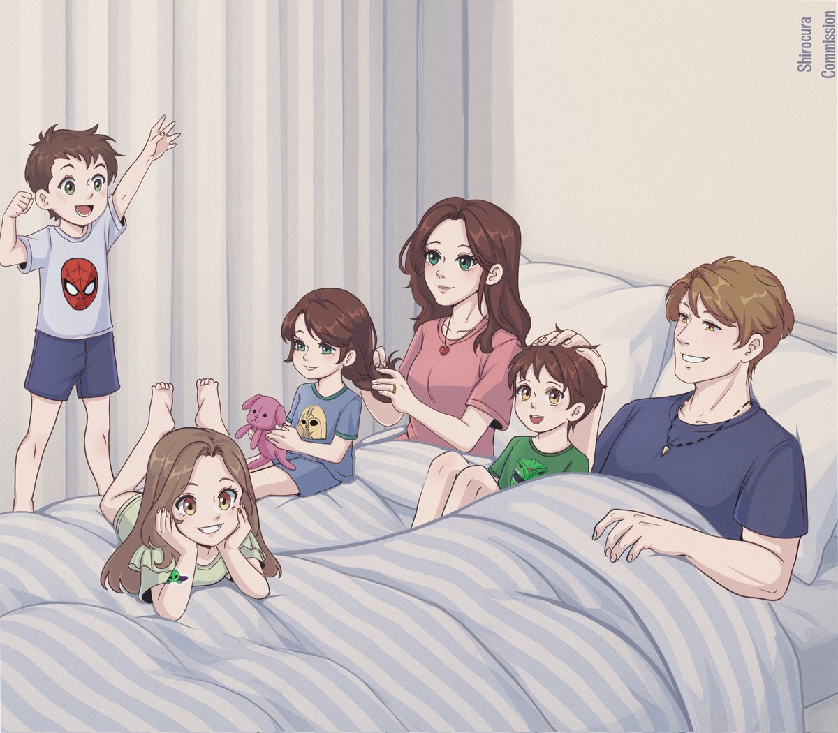 skyblue_lu's tweet image. I realize something. So I tell him.
I think we finally deserve this.
Tears spill out of his eyes, and he says, I believe it, too.

Lily, Loren, Moffy, Luna, Xander and Kinney Hale 
art by shirocura
commissioned by me