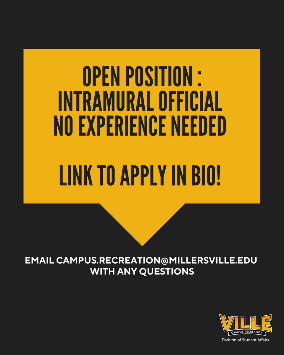 MUCampusRec's tweet photo. Looking for a flexible campus job? 👀

Join Campus Rec as an Intramural Official and get paid to ref the games you love! Link in bio! https://t.co/F74tr3w9X2