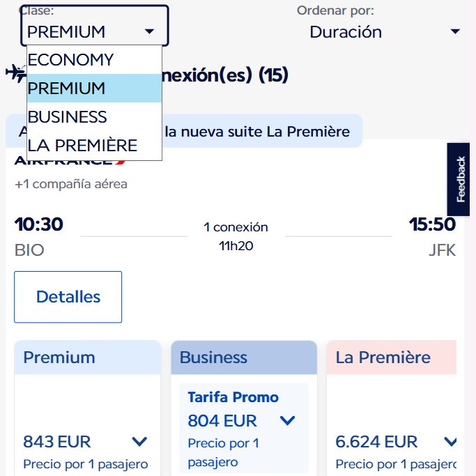 powl_d's tweet image. Petite astuce de big rat 🐀✈️

Je dois aller à New York en juin, et je vous partage un tips parfois très pratique sur Air France : pour choper une offre “supérieure” moins chère, fais ta recherche de base en classe n-1.

👉 En gros : si tu lances la recherche en Premium, le prix…