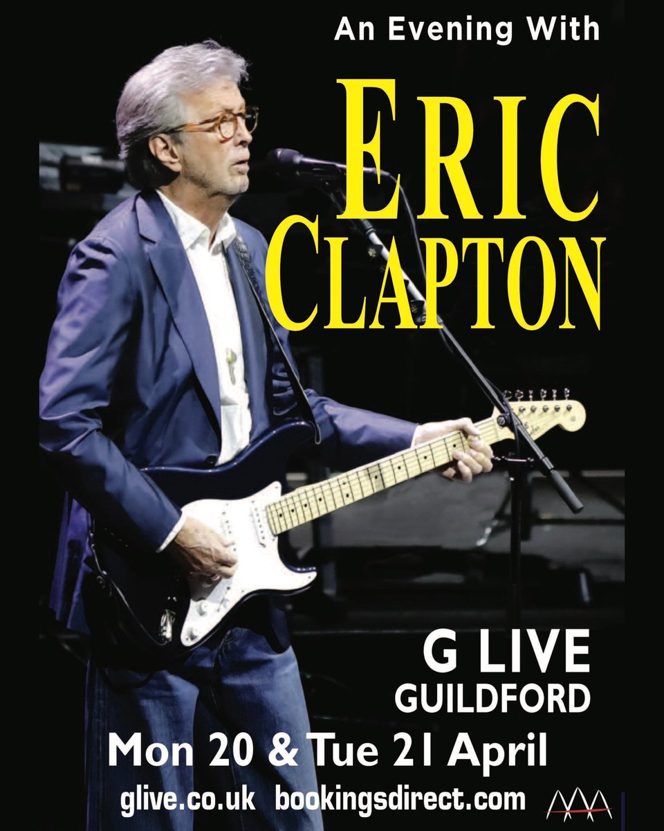 EricClapton's tweet image. Eric Clapton will be playing two special shows this spring on April 20th and 21st at @GLiveGuildford.

Tickets will be on sale this Friday at 10 am GMT.

eventim.co.uk/artist/eric-cl…