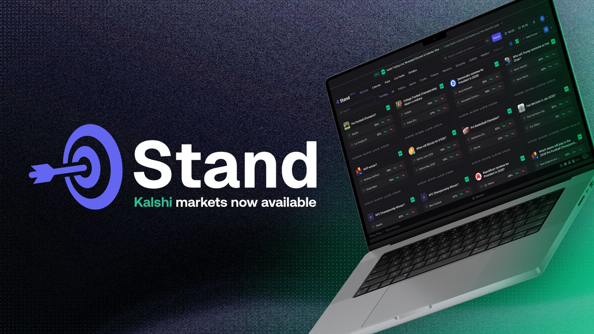 StandDOTtrade's tweet image. Kalshi markets are now available on Stand 🎯

1/
