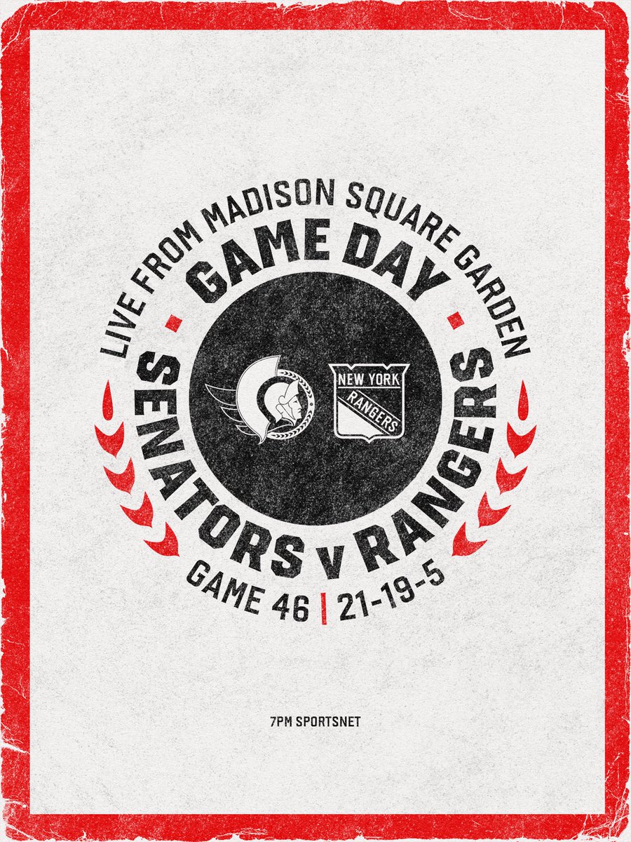 Senators Game Day Poster 46/82 — Senators vs Rangers