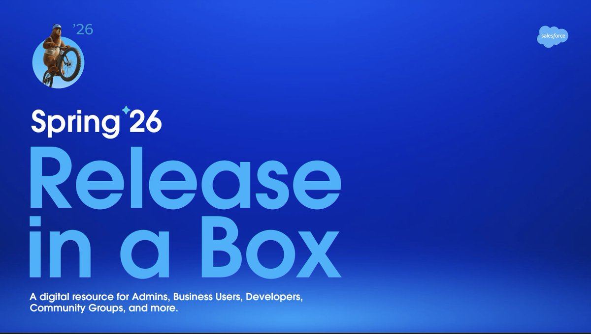 SalesforceforIT's tweet photo. 🌸 The Spring '26 #SalesforceRelease is officially live.
From Agentforce in Security Center enhancements to Sandbox Quick Create, there is so much to unpack. Explore the innovation. https://t.co/VvyOrf9tNl https://t.co/NcVkhZacmx