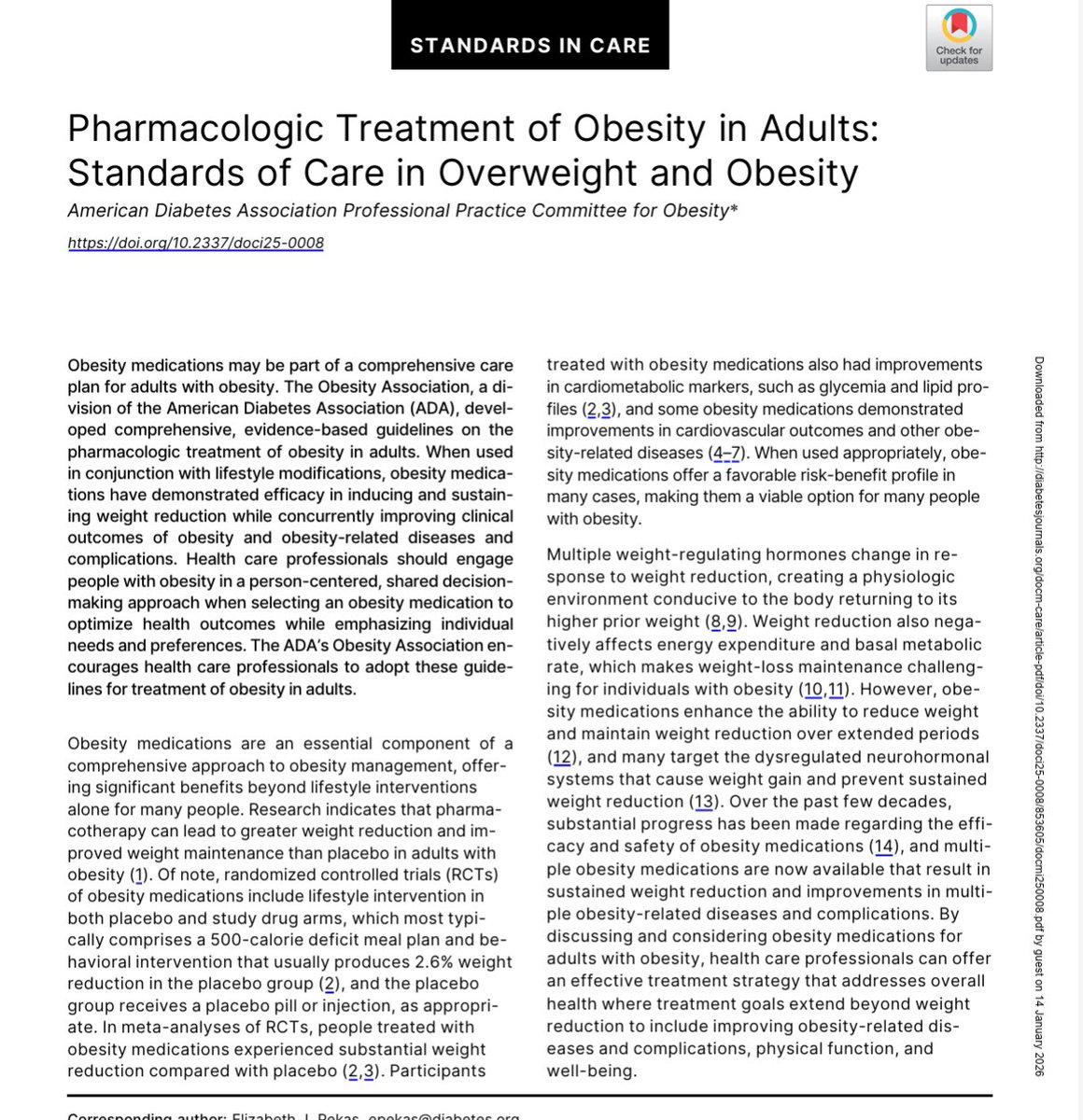 American Diabetes Association Standards of Care in Overweight and Obesity: Pharmacologic Treatment of Obesity in Adults.
diabetesjournals.org/docm-care/arti…