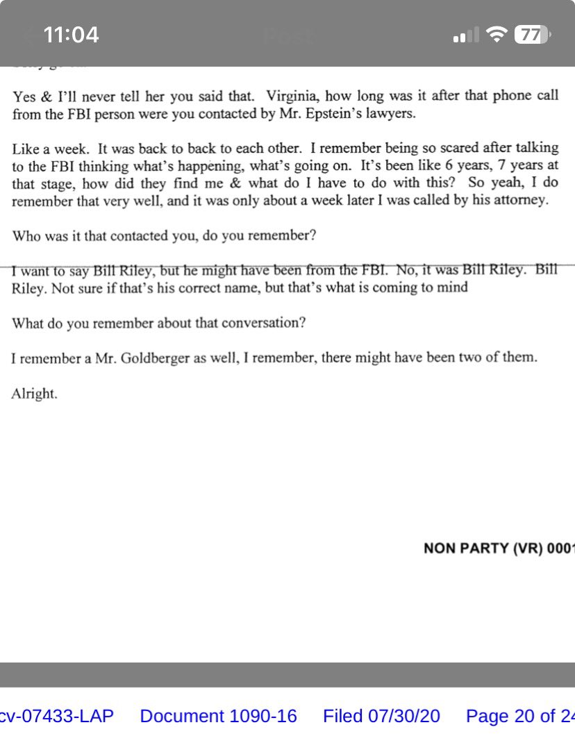 BeKind1965's tweet image. I found this, from Ms Virginia’s deposition about Mr Riley’s dad

They were all connected to Epstine Im some form or fashion.  The little blonde haired boy on the right is Mr Riley

The most important part of Mr Riley’s tweets are the dates he made them. 

He’s been speaking…