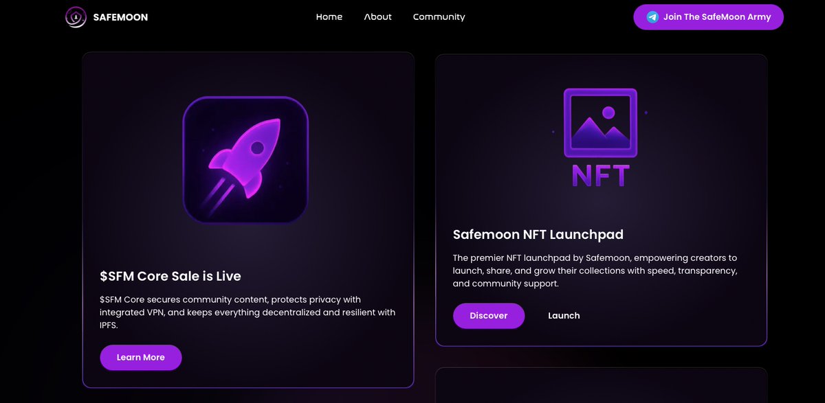 safemoon's tweet image. SafeMoonArmy, the new SafeMoon website is now LIVE! 🖥️

Our brand-new website features:  
• Overview of SafeMoon on Solana  
• Access to our SFM Core Nodes
• Full DAO details &amp;amp; governance info  
• Access to our SFM NFT Launchpad  
• Links to join our Discord &amp;amp; Telegram
