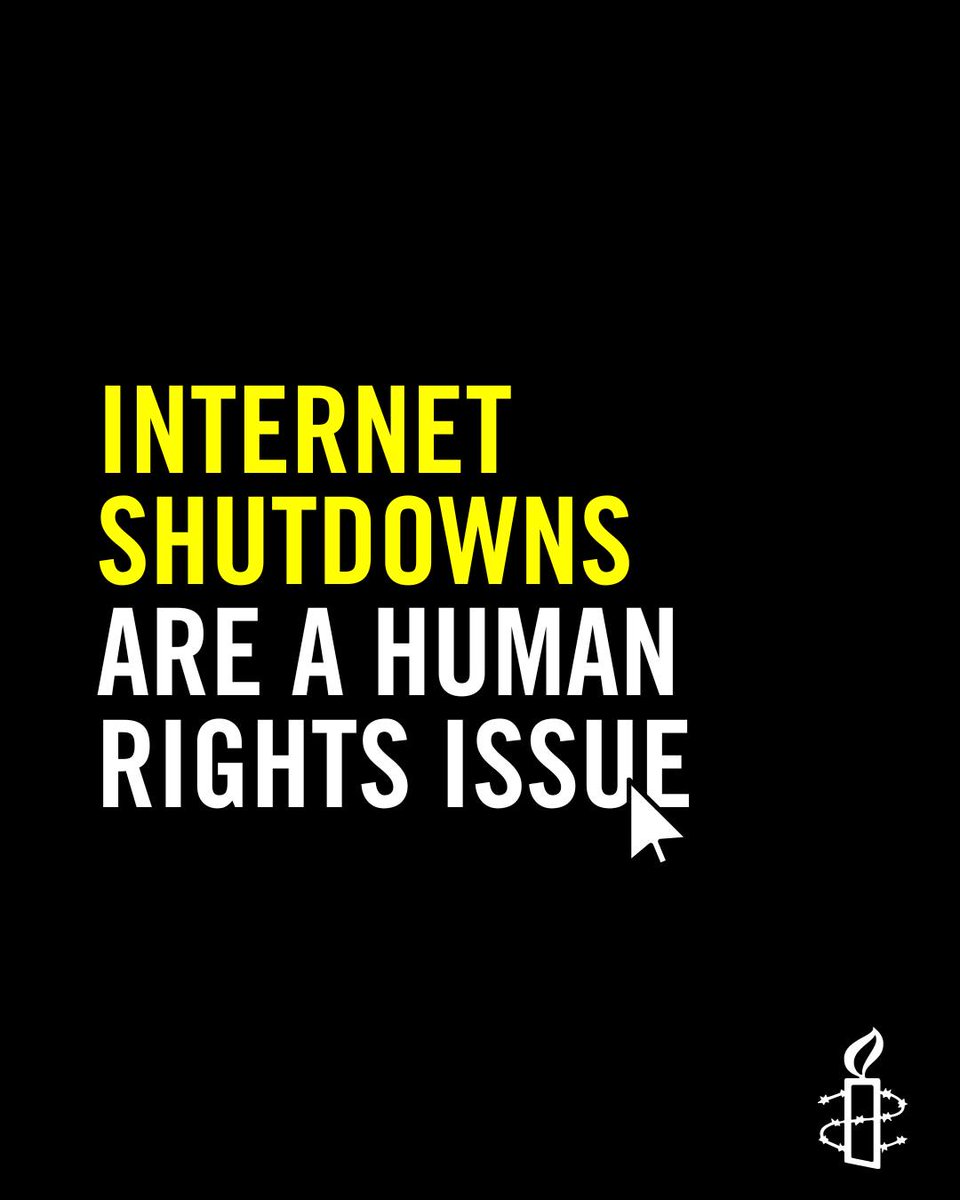 amnestyusa's tweet image. A reminder: access to the Internet is essential to protect human rights, especially in times of protests where communications blackouts prevent people from finding safe routes, accessing life-saving resources, and staying informed.