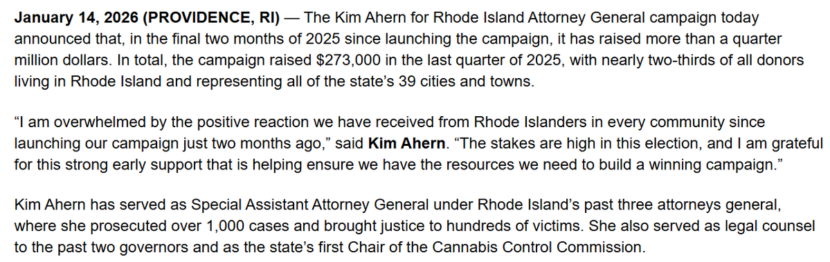 FitzProv's tweet image. .@AhernForAG raised $273,000 in the last quarter of 2025