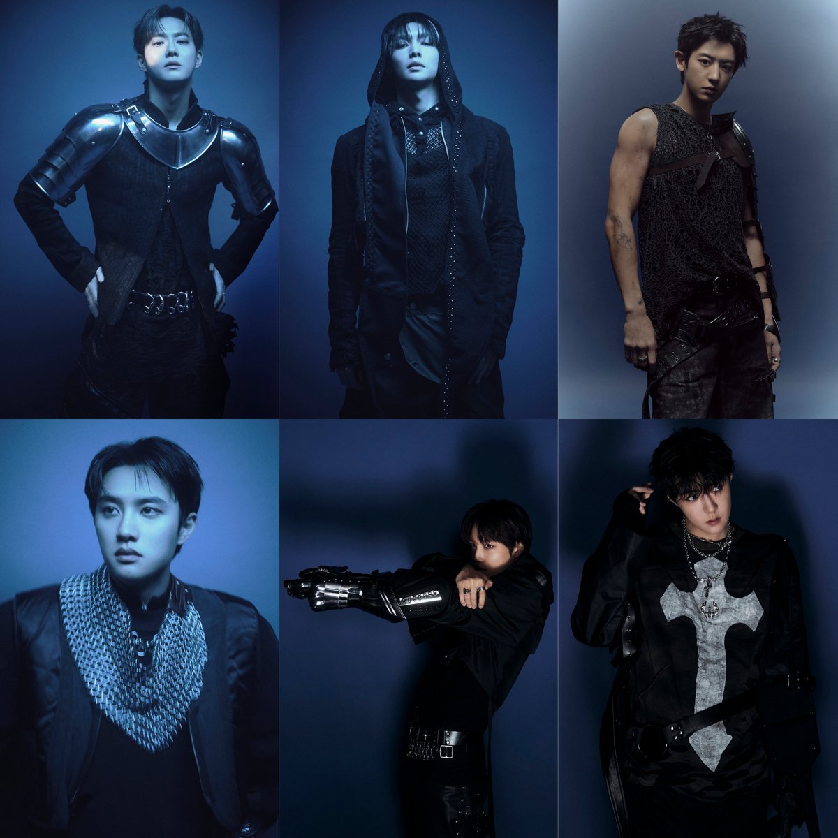 Kyungsoo in chainmail, Sehun a crusader, Yixing a dark wizard, Suho in full knight armor w/ shoulder plates, Chanyeol an archer, Kai in metal plates too… they’re not rulers. They’re the shield. EXO is bound to protect the crown 👑

#EXO_Crown_Images1
#REVERXE #EXO_REVERXE