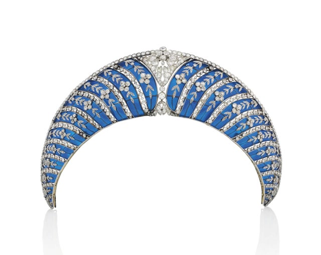A Belle Époque Enamel and Diamond Tiara, by Chaument, circa 1910.