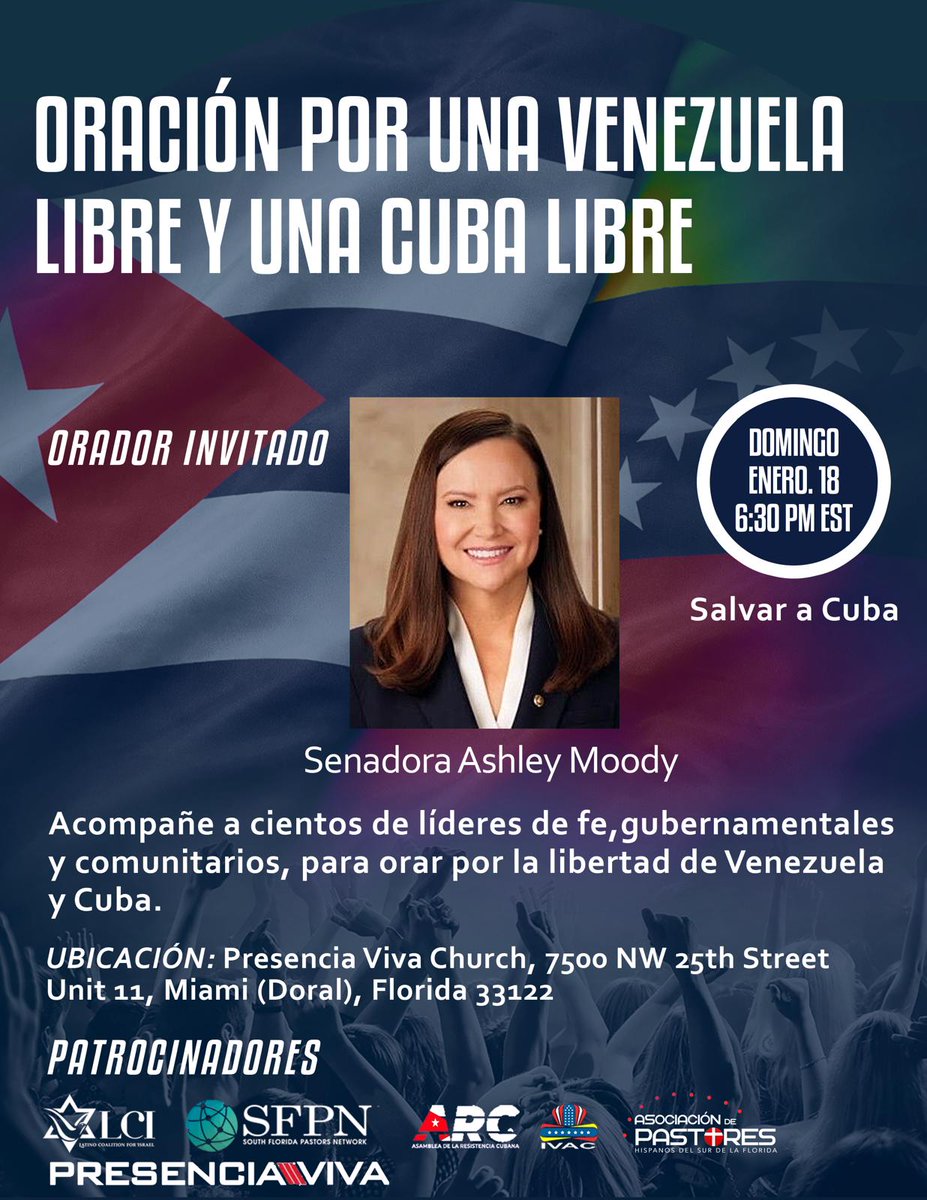 #cuba #salvaracuba Oracion por una Venezuela Libre y una Cuba Libre - domingo 18 de enero, Doral.  
Orlando Gutierrez Boronat