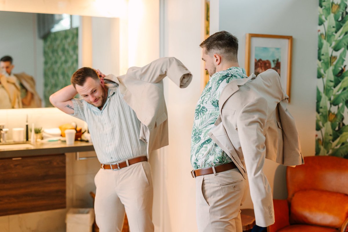 austinandbrian's tweet image. Getting ready together on our wedding morning — calm, cozy, and exactly how we wanted it 💚
#husbands #wedding #gaywedding #mlm #love