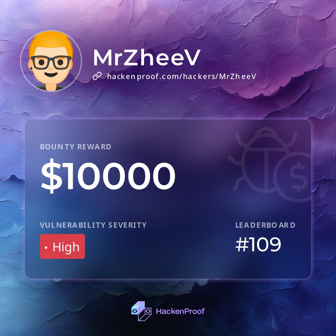 Yeay, I was awarded for a valid submission on <a href="/HackenProof/">HackenProof</a>  hackenproof.com #hackenproofed #bugbounty