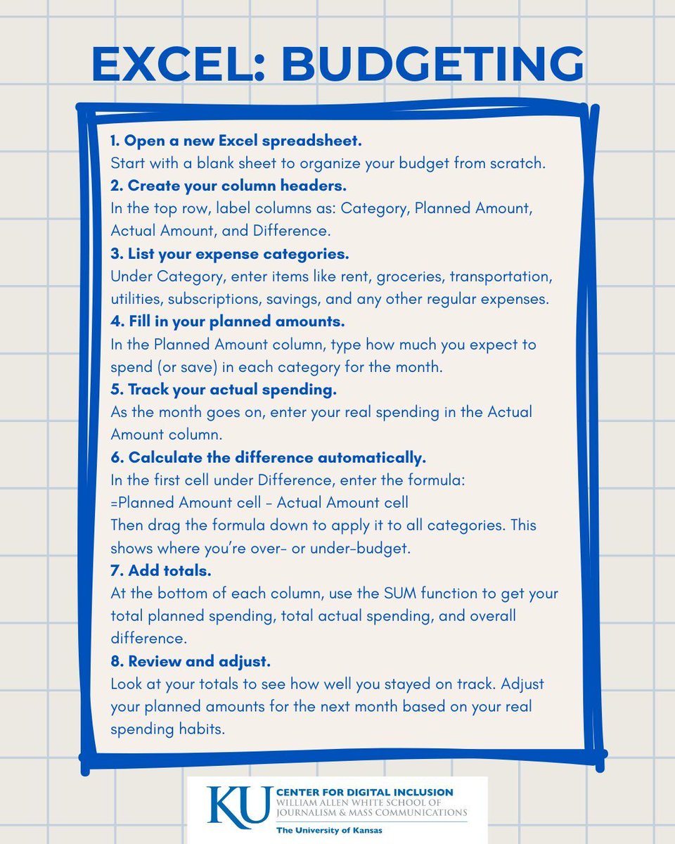 Use this guide to create a simple, customizable plan to keep your finances organized month-to-month!

#KUCDI