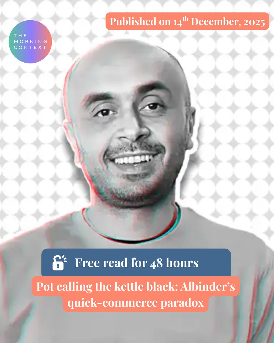 MorningContext's tweet image. The quick-commerce race is heating up, but the cracks beneath the momentum are beginning to show. Our first Free Story of the Year explores Blinkit’s rapid expansion and the contradictions built into the industry.
@akm1410  writes: themorningcontext.com/internet/pot-c…
#Albinder #BlinkIt…