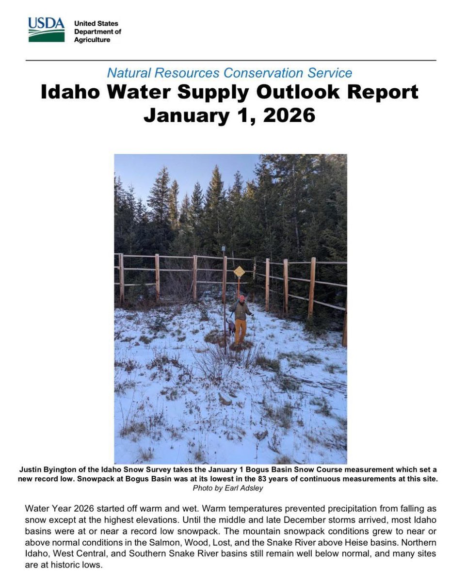 The Natural Resources Conservation Service in Idaho has released the January Water Supply Outlook Report. More here: facebook.com/share/p/1HT1J8…